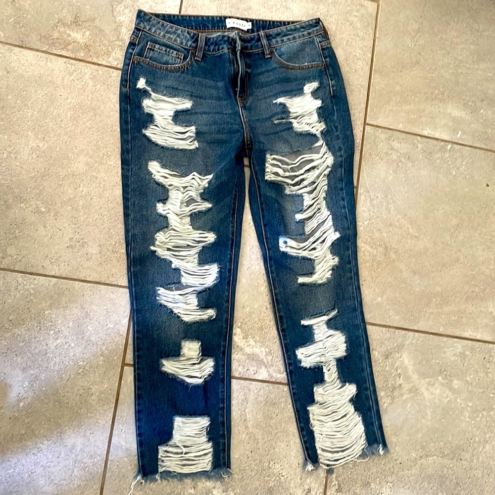 Cello shredded/distressed Mid Rise Boyfriend jeans(9)
